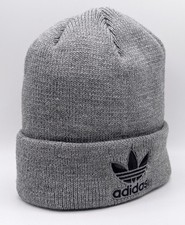 Adidas Beanie Gray Black Logo Embroidered Winter Hat Cold Weather Gear Toque Cap