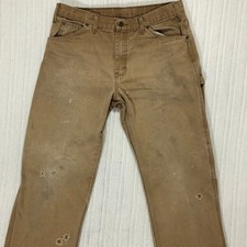 Dickies Workwear Pants Tan Canvas Double Knee Carpenter Work Pants Mens 32