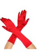 Adult Elbow Length Satin Gloves Red Womens Gloves