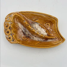 VTG MCM California Pottery Ashtray in Brown and Cream