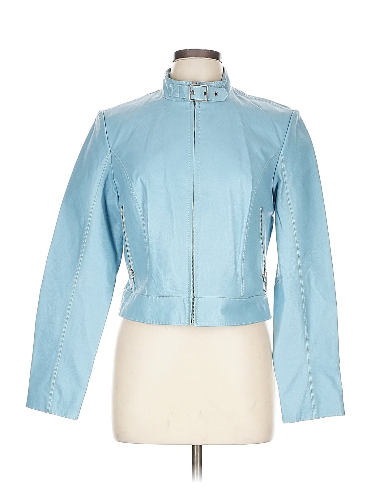 Wilsons Leather Women Blue Leather Jacket L - image 1