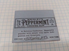 Vtg 1910's American Chewing Gum Wrapper Wrigley's Peppermint