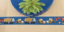 7/8" (1 YD) Dump Truck Grosgrain Ribbon Under Construction Truck Ribbon