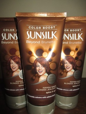 Lot of 3 SUNSILK COLOR BOOST BEYOND BRUNETTE w AUBURN TONES 6 OZ