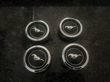 New Set Of 4 Mustang Magnum 500 Wheel Center Caps Black Silver Horse 1965-1973