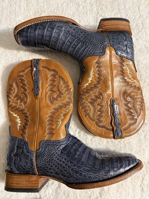 EL DORADO MEN'S EXOTIC CAIMAN BELLY WESTERN BOOTS - BROAD SQUARE TOE