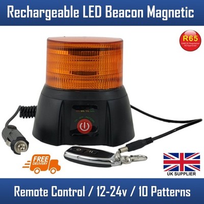 LED Funk Batterie Magnet Bernstein Warnleuchte 12V 24V E9 7 Modi R65