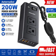 200W Car Power Inverter 12v to 110v 120v Converter 4USB 36W Vehicles Caravan US