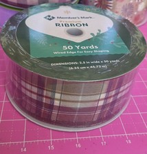 Member's Mark Premium Wired Ribbon 50 Yards, 2.5in Width Brown Gold And Blue