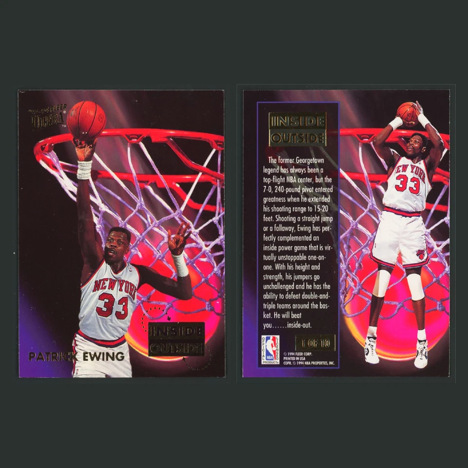 Juego completo de 10 tarjetas de baloncesto Fleer Ultra Inside Out 1993 Patrick Ewing casi nuevo Foto 3 de 4