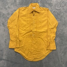 Vintage After Six Yellow Tuxedo Shirt Men s 14.5 32 Pearl Button Formal Disco