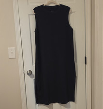 Everlane Black Organic Cotton The Weekend Tank Dress Side Slit XL