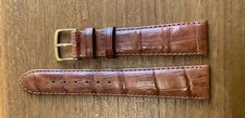 New Old Stock Speidel Lt Brown Crocodile Leather Men’s Watchband 19mm Ends Boxed