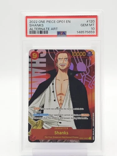 SHANKS 2022 ONE PIECE OP01 EN #OP01-120 ALTERNATE ART PSA 10 Q7201