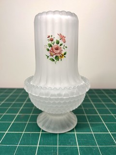 Frosted Satin Fairy Lamp Light Ribbed Applied Flowers Made in Taiwan