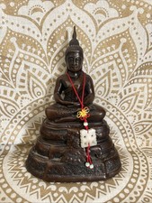 hand carved wooden buddha statue