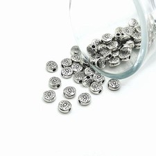 Small Silver Evil Eye Spacer Beads, 6x6mm - US Seller