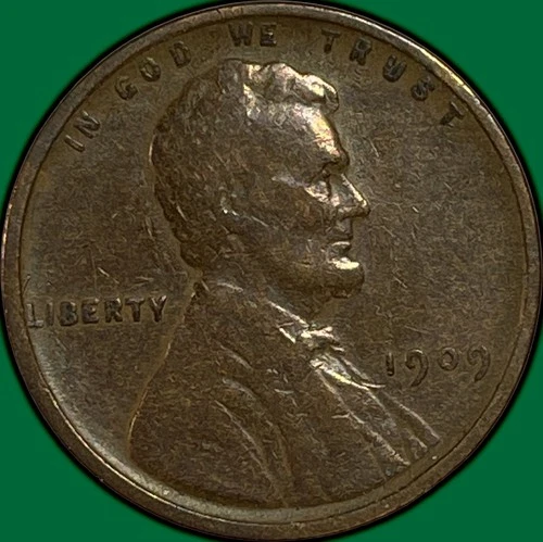 1909-VDB Lincoln Wheat Cent Very Fine VF Coin #35018