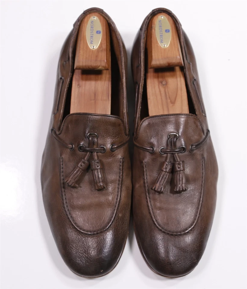 Prada Mens Brown Leather Tassel Loafers US 10 - Image 4 of 4
