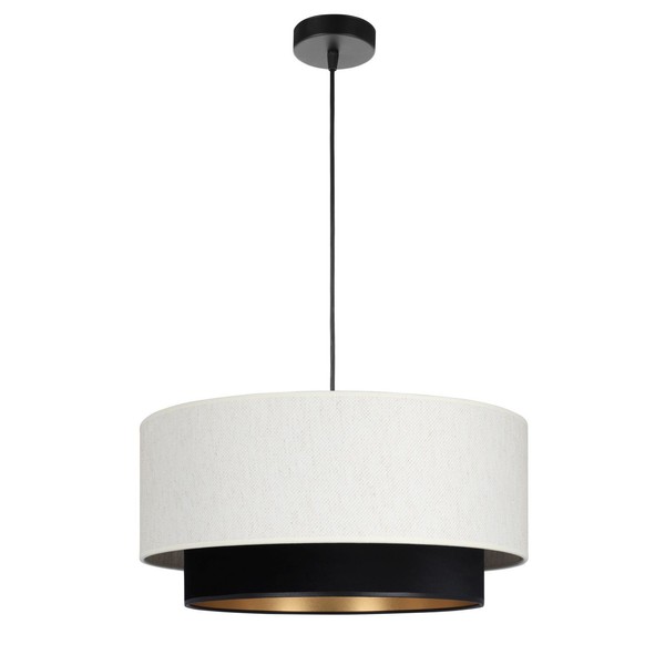 Pendelleuchte Esszimmer Stoff Schwarz Weiß E27 Ø 45 Cm HäNgelampe Wohnzimmer-image