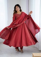 Maroon Anarkali Gown Wedding Party Wear Long Drees Festival Wear Salwar Kameez