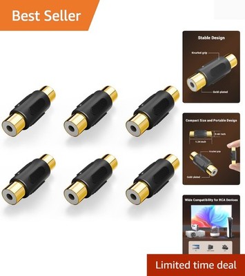 6-Pack Gold Plated RCA Female Couplers for Superior Sound Quality & Connection