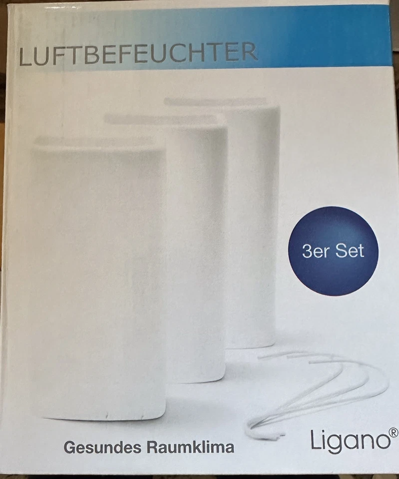 Ligano Luftbefeuchter Heizung 3er Set Keramik Heizkörper Wasser Verdampfer Weiß