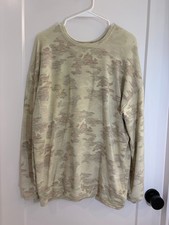 Athleta Camo Pullover Sweatshirt Custom Neon Yellow/Dull Wash Size  Medium Tall