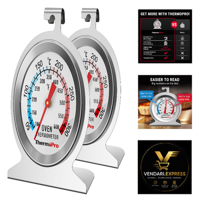 Backofenthermometer Edelstahl 2 Stück Analog Thermometer Ofen Temperatur Messung
