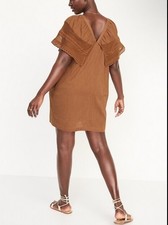 Old Navy Flutter-Sleeve Tie-Back Mini Swing Dress Small 229