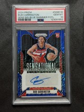 2024-25 Panini Prizm Sensational Sigs Blue Shimmer Bub Carrington Auto /25 PSA …