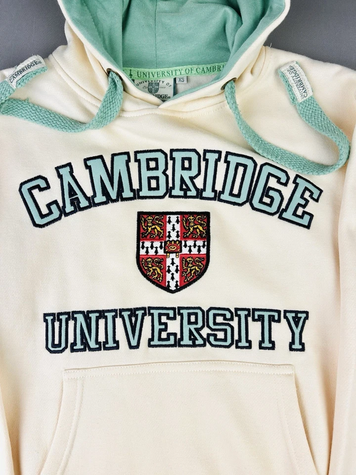 Sudadera con capucha bordada para mujer University of Cambridge XS marfil y aguamarina Foto 2 de 4
