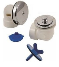 Lift and Turn White Plastic Tubular 1-Hole Bath Waste and Overflow Tub Drain Hal