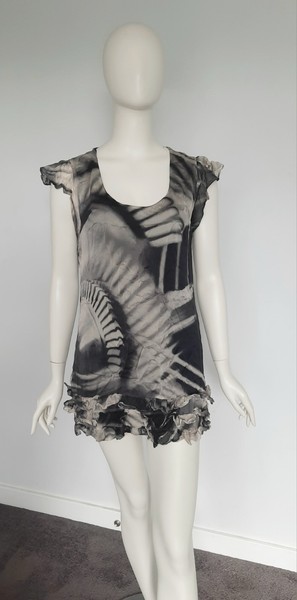 Kookai Mini Dress Womens 34 Aus 6 Grey Silk Chiffon Short Sleeve Shift