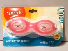 Speedo Swim Goggles Adult Ages 14 UV Protection Anti Fog No Latex Pink