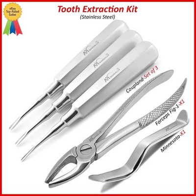 5Pcs Tooth Extraction Kit Oral Surgery Forceps Luxating Root Elevators