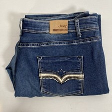 Jeep Mens Blue Straight Stretch Jeans Size 36 Hemmed Good Worn JNk90