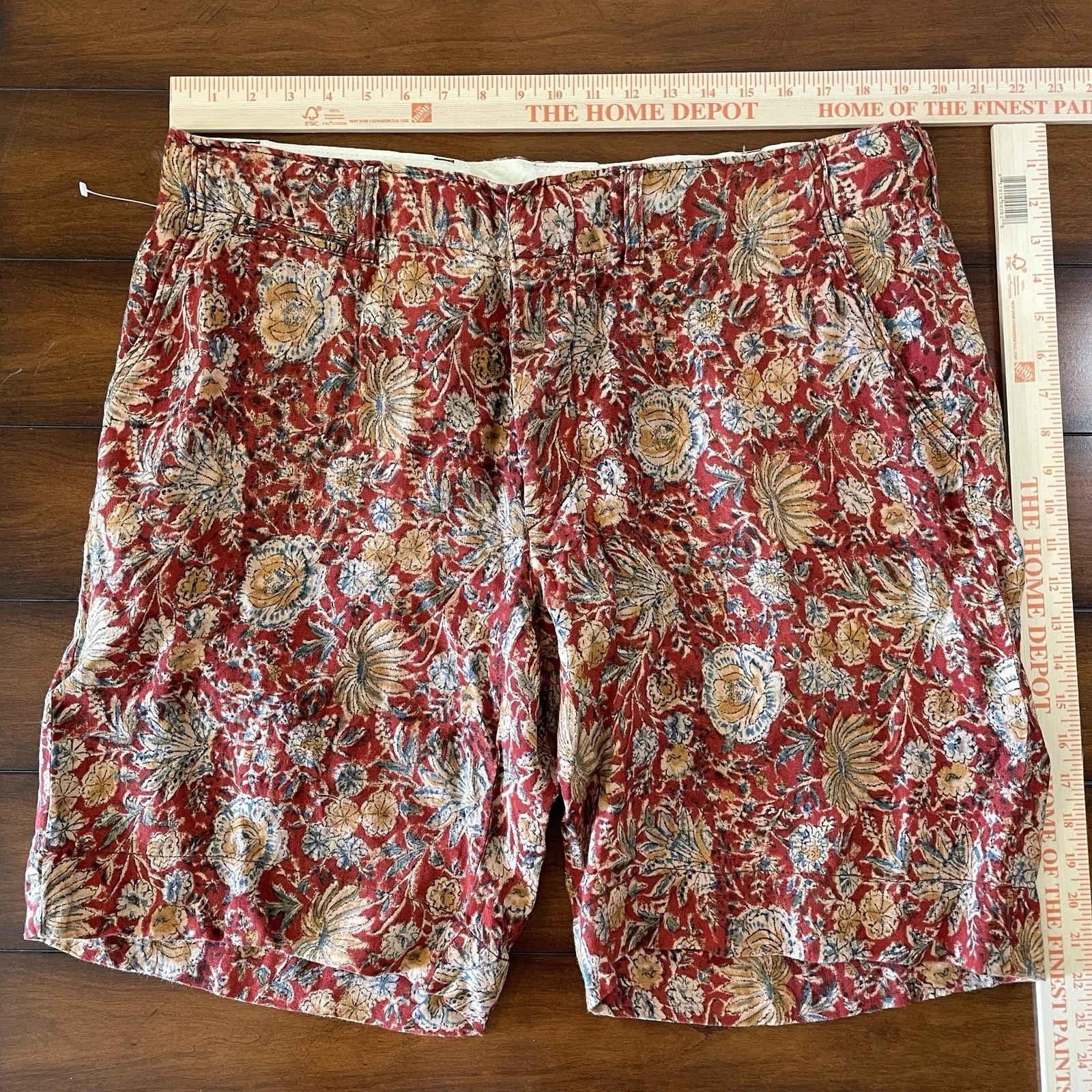 Polo Ralph Lauren Men's Shorts Size 38 Vintage 100% Linen Floral All Over Print