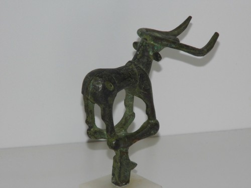 ANTIKE KRIPPENSKULPTUR BRONZE GRÜNE PATINA AUF MARMORSOCKEL SEHR SELTEN 18. JAHRHUNDERT - Bild 9 von 12