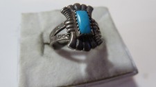 Vintage Native American Sterling Silver Turquoise Ring Size 5