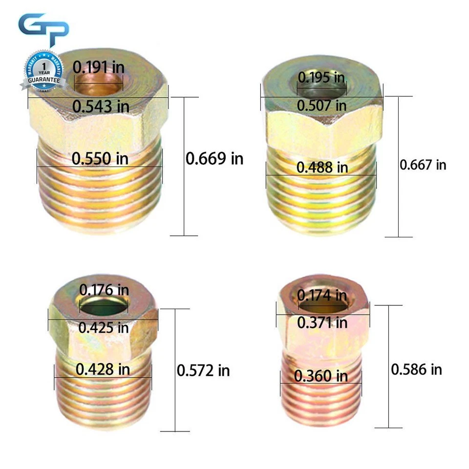 Kits de tubos de línea de freno galvanizados de 25 pies 3/16" y tuerca de conector de tubo de freno de 16 Foto 4 de 4