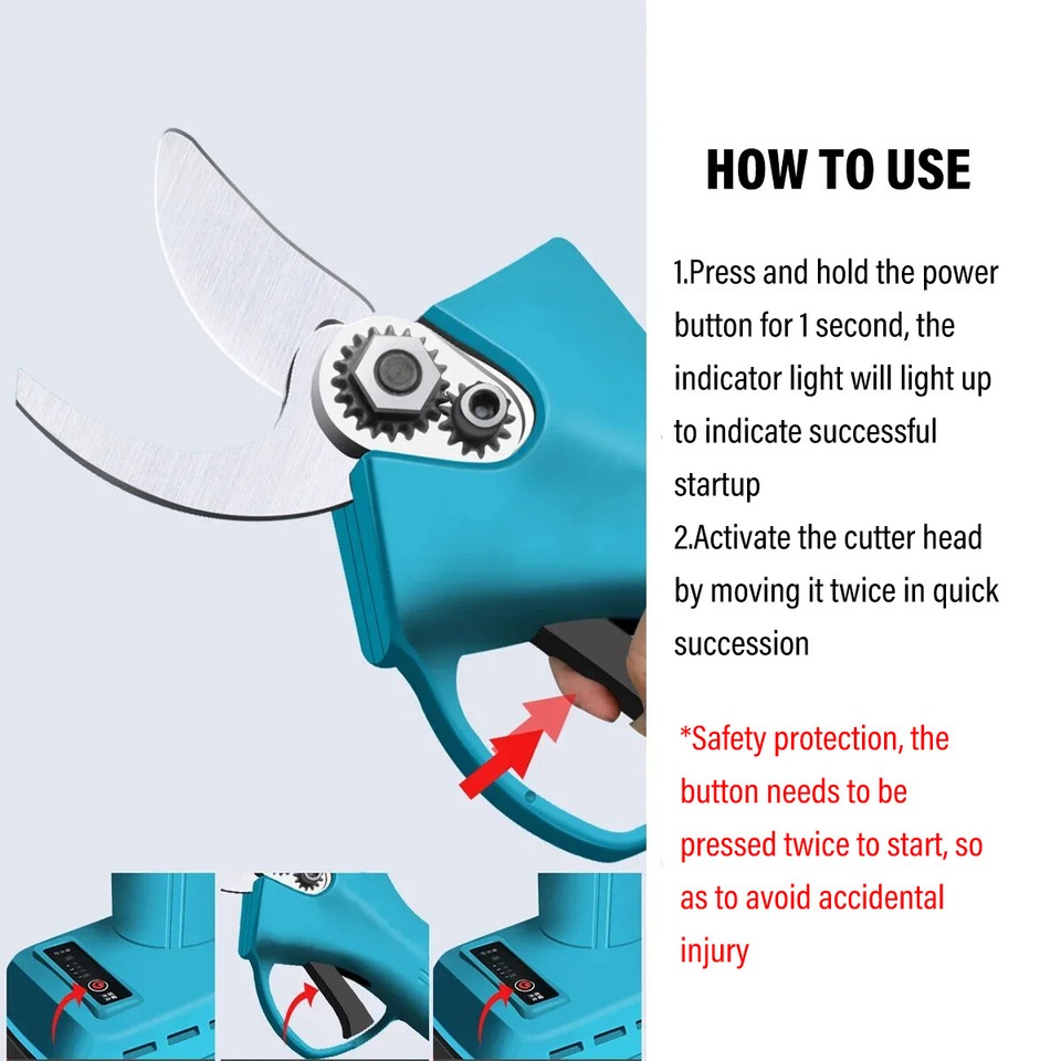 Cordless Electric Pruning Shears - Brushless Motor, Cuts 1.26" Branches, LCD Display, 2x2000mAh Batteries