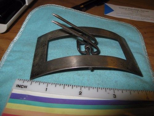 Sterling Belt Buckle With Sharp Double Prongs for up to 1 1/8" belt - Picture 5 of 10