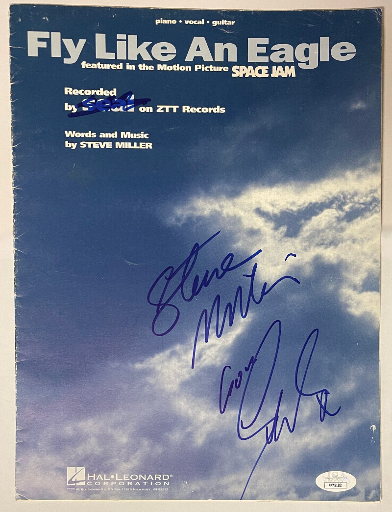 Steve Miller & Seal signed 1976 Fly Like An Eagle/Space Jam 9x12