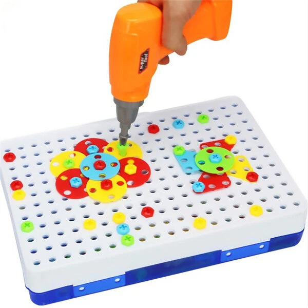 Assembled building blocks electric drill toy for kids discount