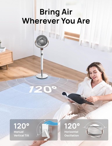 Fan for Bedroom, 120?? Oscillating Standing Fans, Quiet Floor Fan with DC Motor - Picture 19 of 26