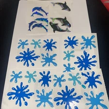 vintage sticker lot Dolphin Sparkle Killer Whale Hambly Studios Splash Foil