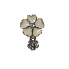 Pandora Poetic Blooms Soft Pink Enamel Clear CZ & SS .925 Charm 791827EN40