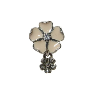 Pandora Poetic Blooms Soft Pink Enamel Clear CZ & SS .925 Charm 791827EN40