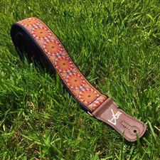 VTAR - Handmade Midnight Blue Floral 60s 70s Groovy Vegan Guitar / Bass Strap